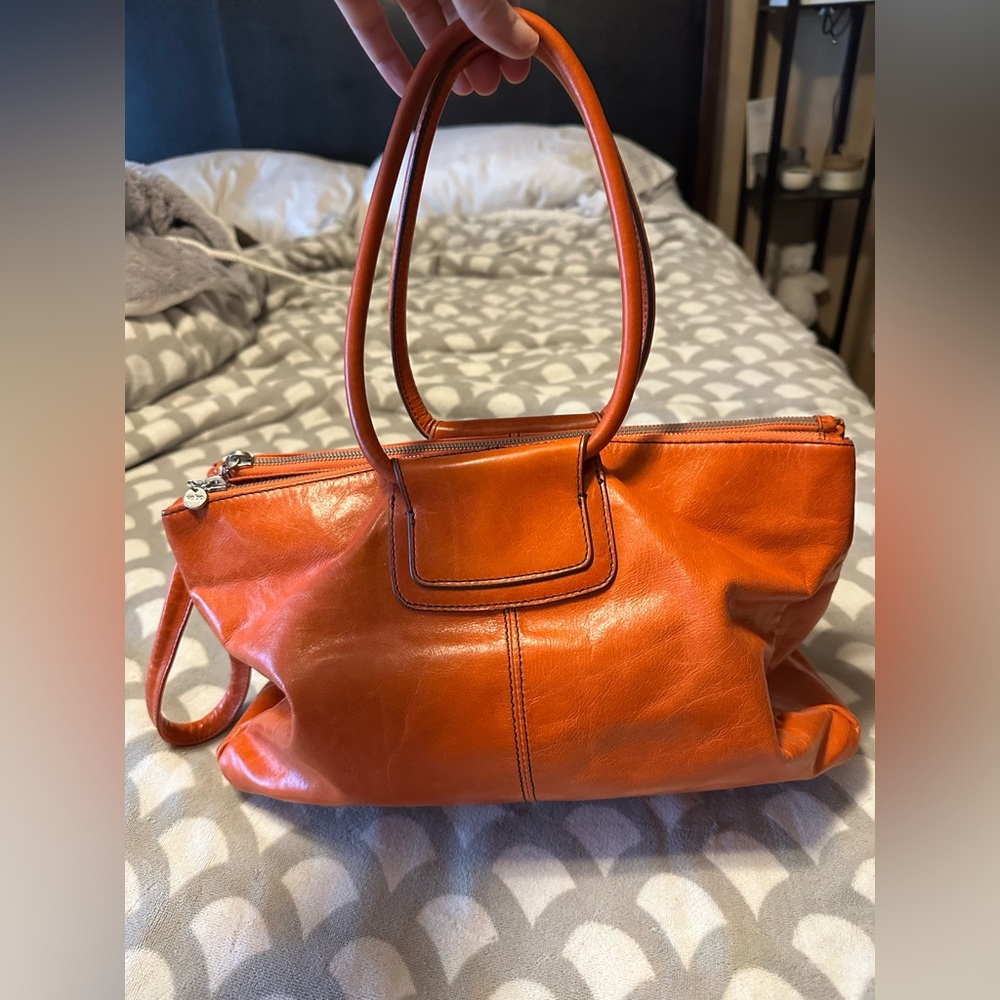 HOBO Salina Russet Orange Leather Satchel / Shoulder Bag - Picture 2 of 14